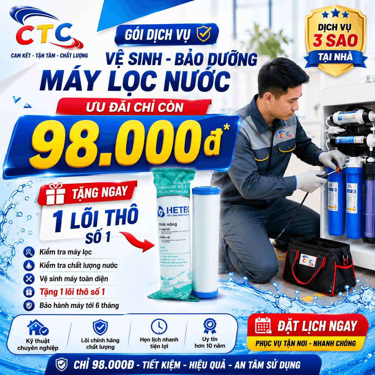 Combo Vệ sinh bảo dưỡng máy lọc tại nhà