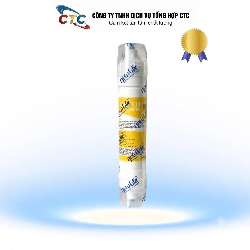 Lõi lọc nước GAC-T33 của hãng Newlife, màu trắng, hình trụ