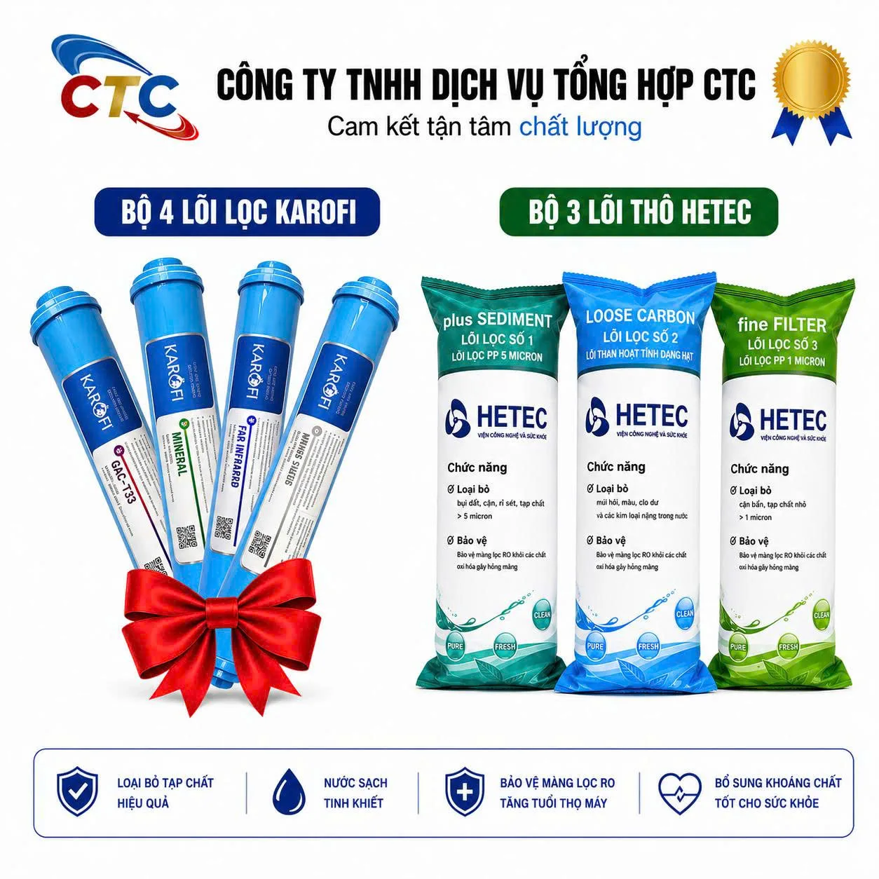 Combo lõi lọc nước Karofi thay thế full bộ chính hãng